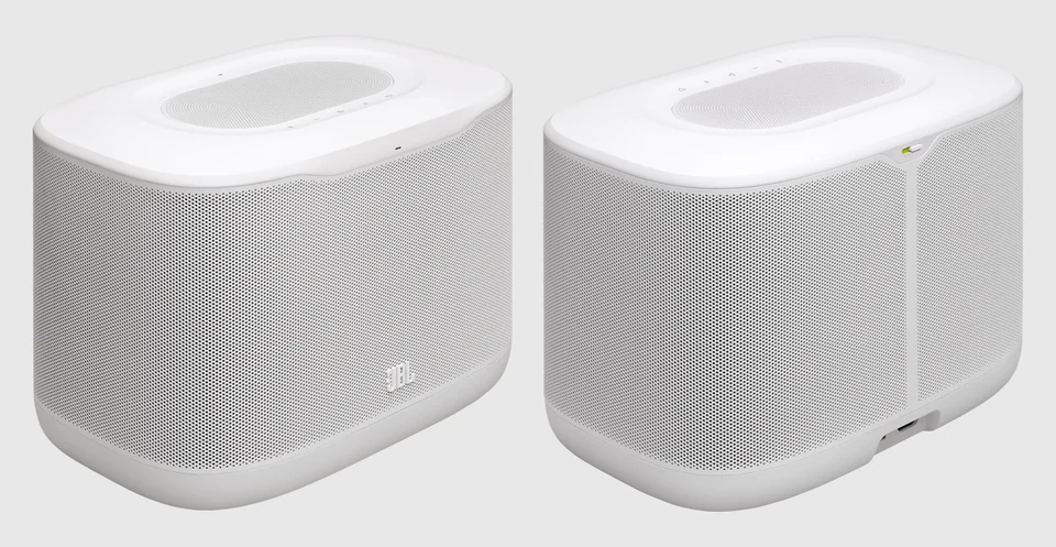 JBL Cove X1 in Weiß, einmal schräg von vorn und einmal schräg von hinten