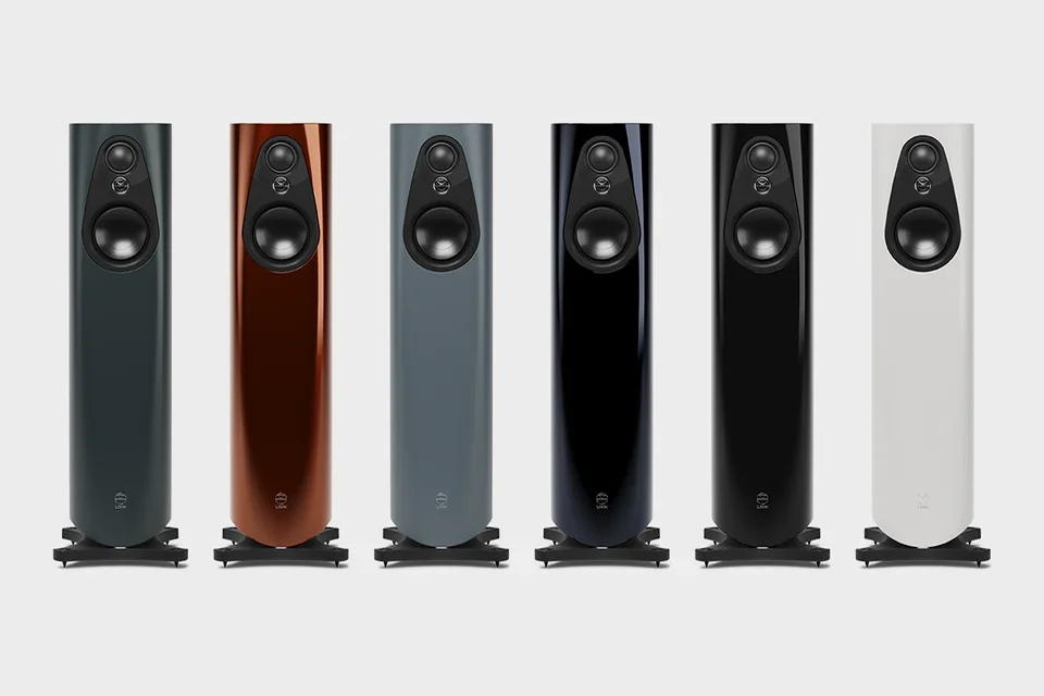 Linn 343 Exakt Integrated in sechs Ausführungen nebeneinander, Frontansicht
